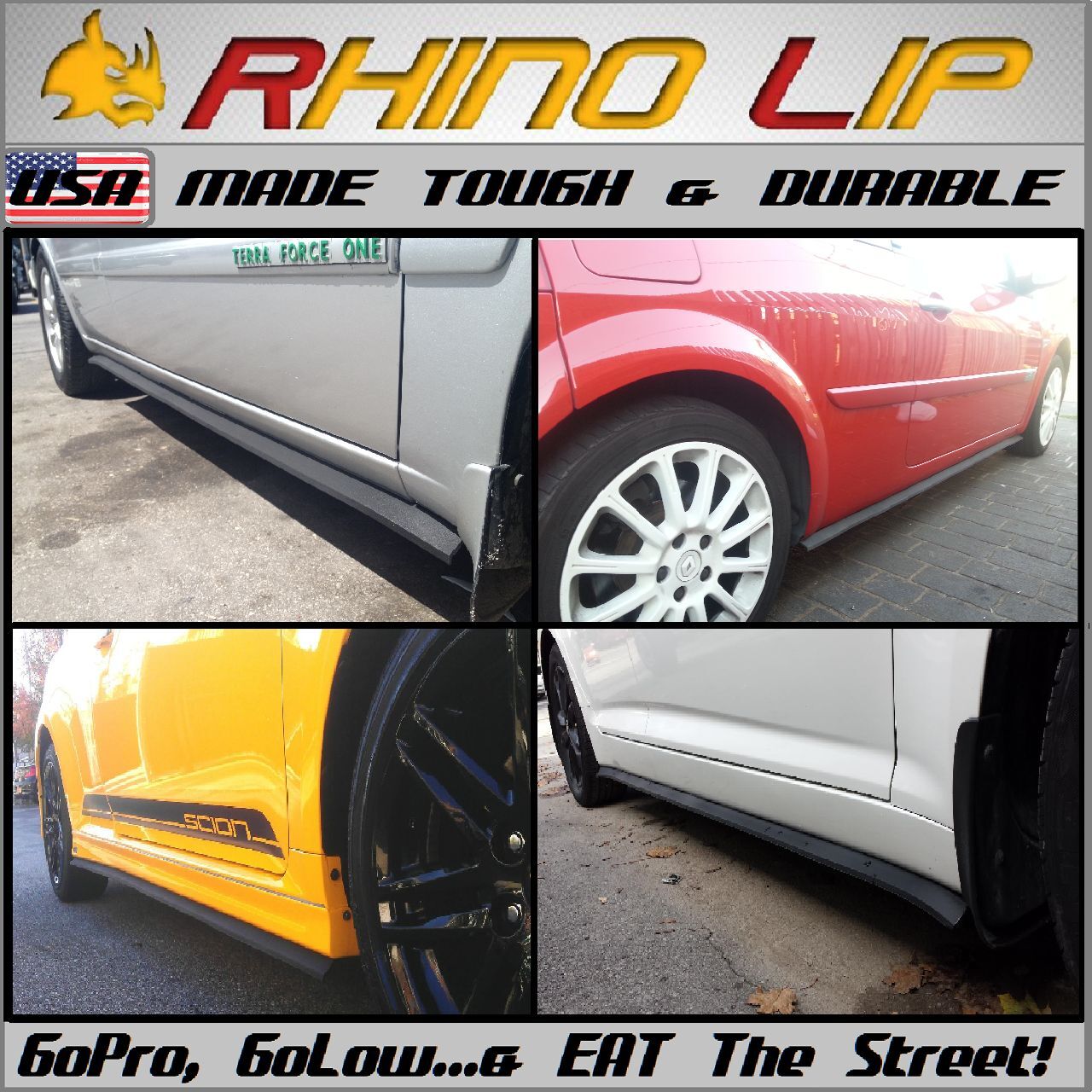 Universal Rhino Lip Lateral Panel Sill Rocker Side Skirt Side Splitter Lip Kit *