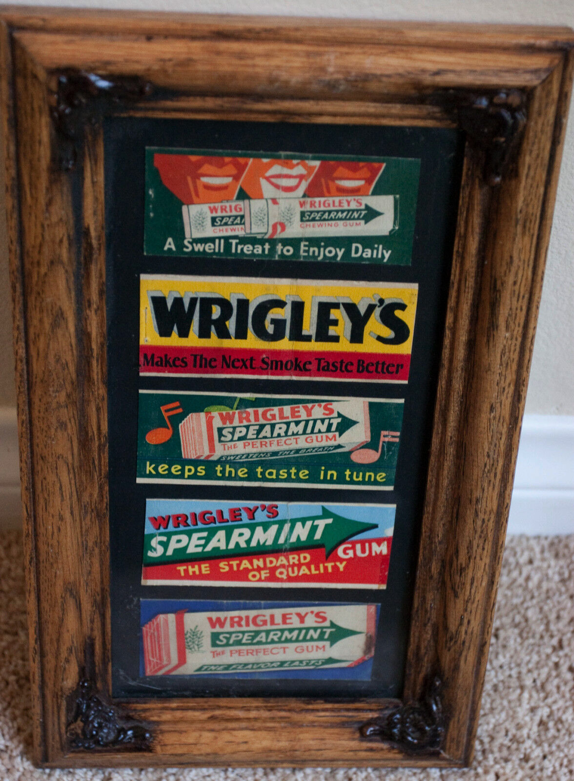Wrigley\'s Original Match Book Covers in Oak Frame Chewing gum candy 