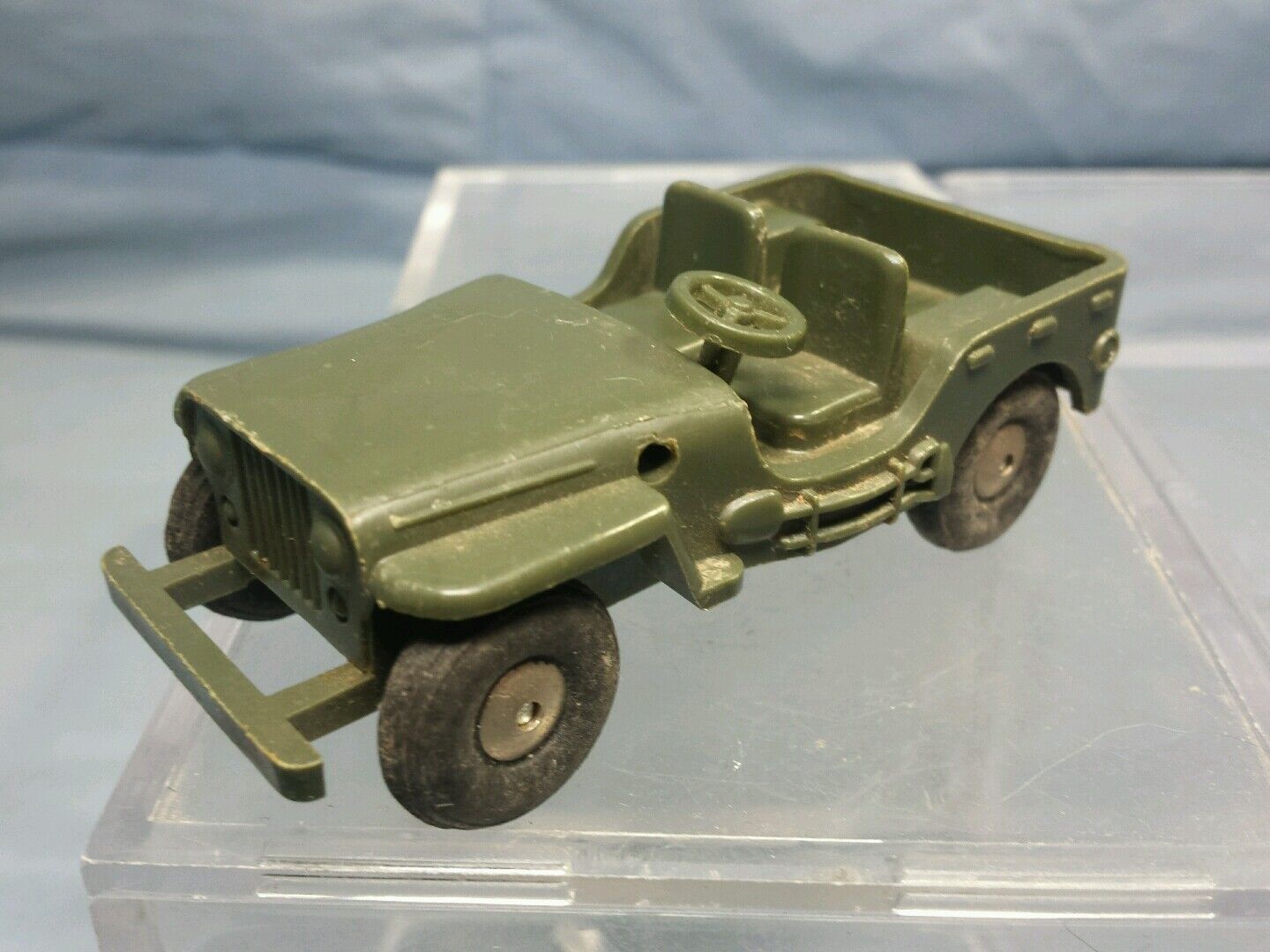 Vintage Hard Plastic with Rubber Tires Army Jeep Made In Japan 1:50 Scale