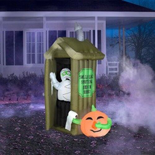 7\' Gemmy MUMMY OUTHOUSE Halloween AIRBLOWN INFLATABLE Yard Prop Decorations New