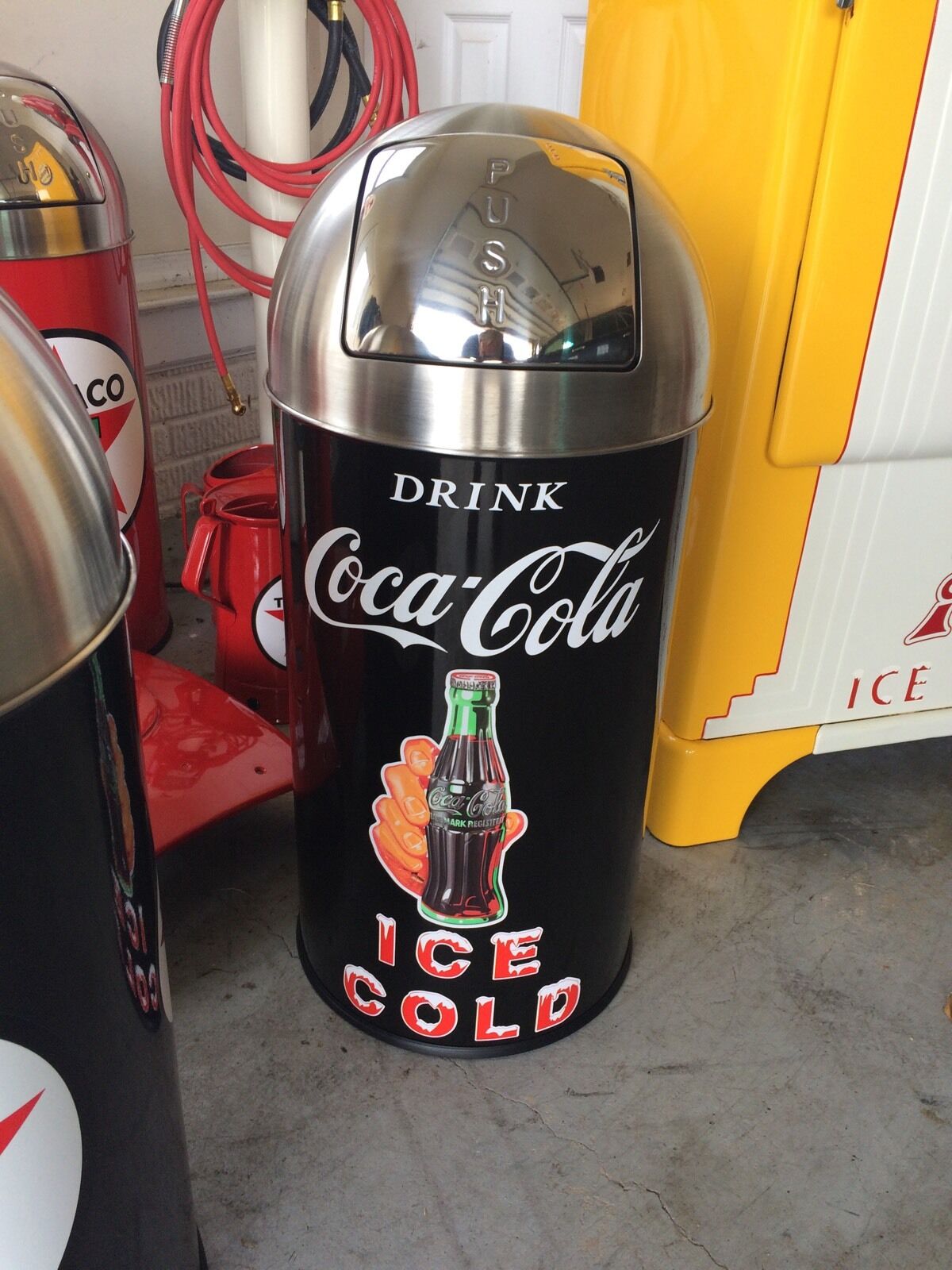 Coca Cola ICE COLD Trash Can SS TOP VERY NICE 12 Gal. 29\