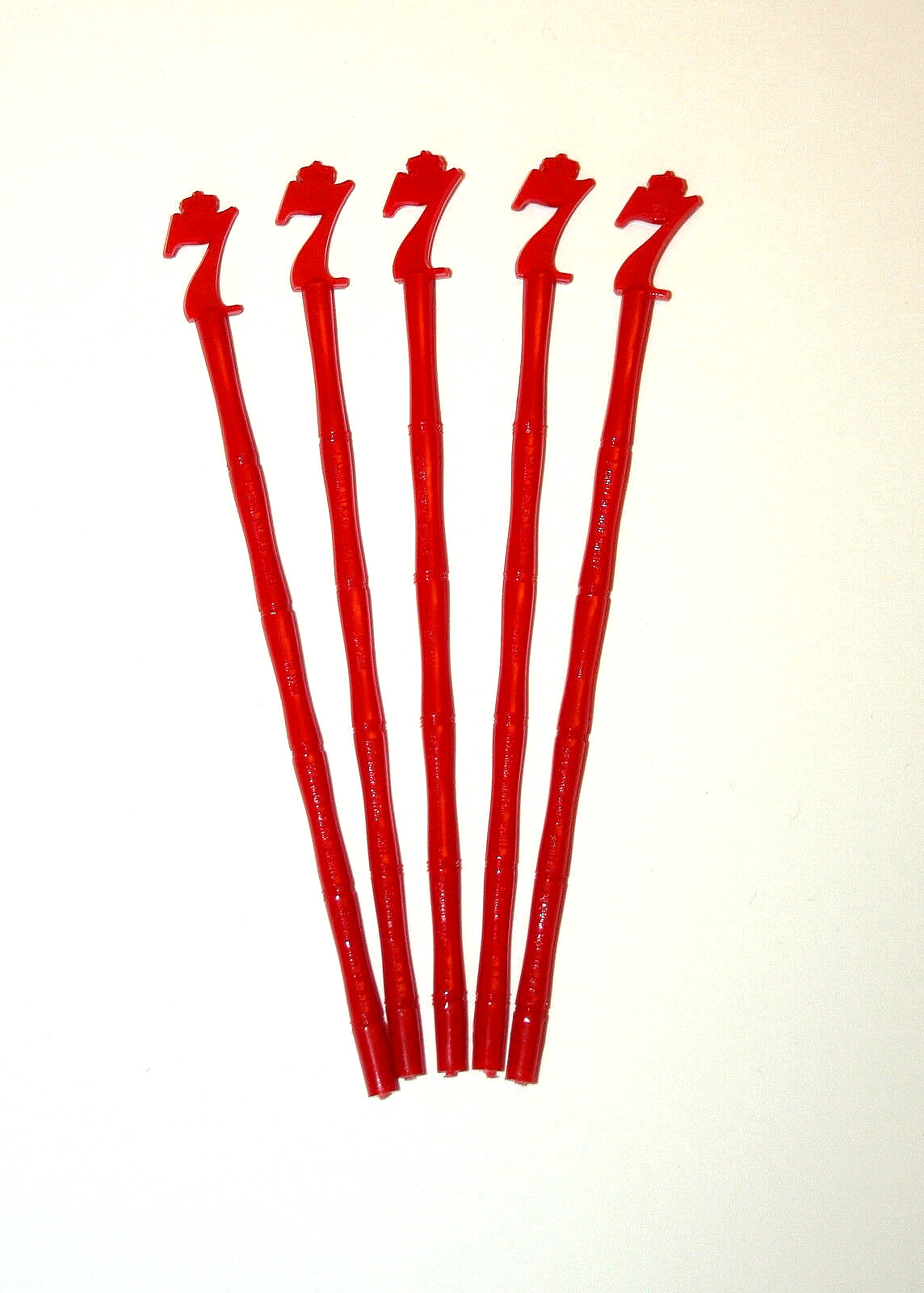 5 Vintage Seagrams 7 Bamboo Style Plastic Stir Swizzle Sticks Bar 1960s NOS New
