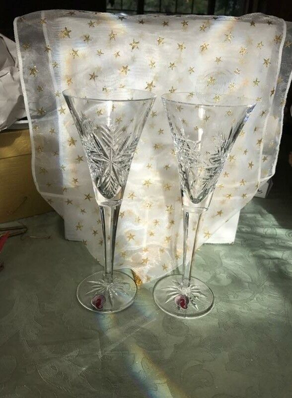 Waterford SNOW CRYSTAL Toasting Champagne Flute Glass Ireland Snowflake new tags