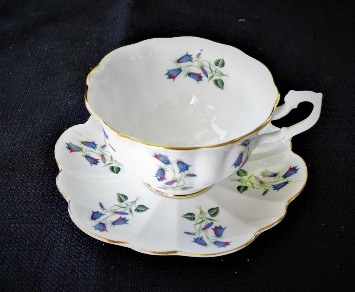 Vintage SHELLEY Bone China England BLUE BELLS Pattern Footed Cup