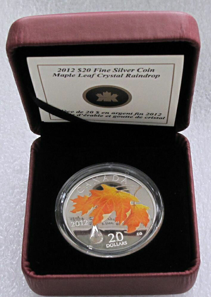 2012 Canada 9999 Silver $20 Dollars Maple Leaf CRYSTAL RAINDROP Proof 