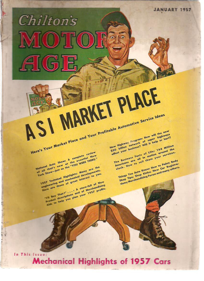 CHILTON\'S MOTOR AGE Magazine January 1957 vintage advertising, infinity cover