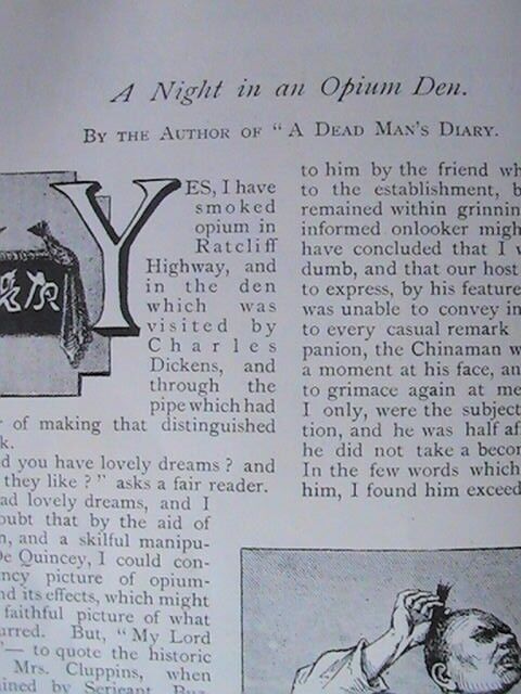 Night in Opium Den Ratcliff Highway London Rare Old Victorian Article 1891 Drugs