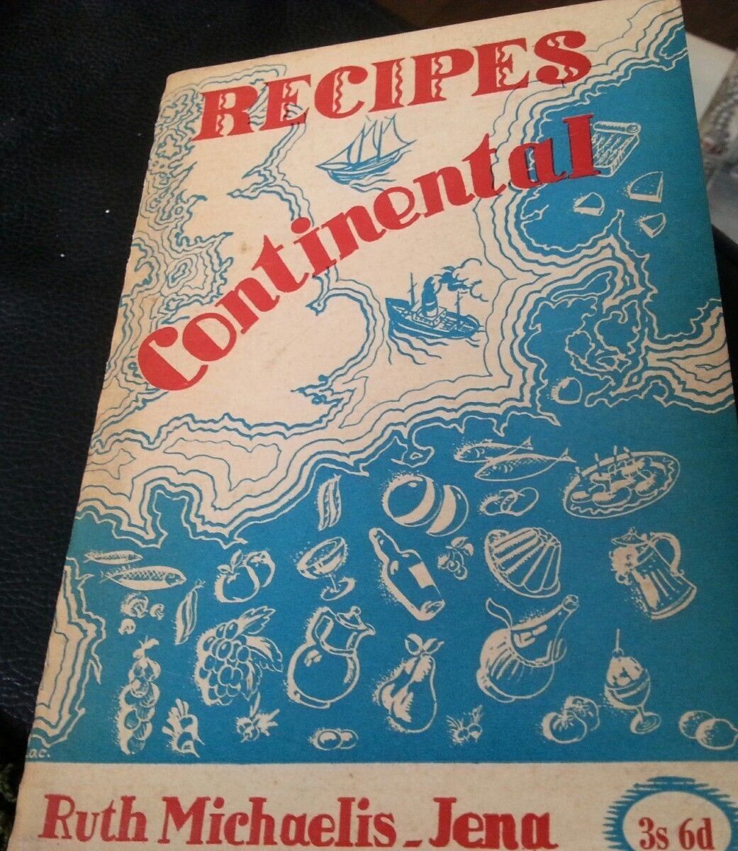 Recipes Continental Spiral-bound , 1954 by Ruth Michaelis-Jena VINTAGE COOKBOOK
