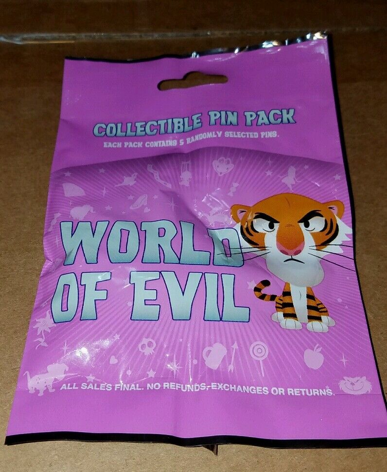 Disney Pins World Of Evil Collectible 5 Pin Mystery Pack Authentic Sealed