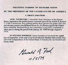 Richard Nixon Pardon Document Autographed in Black by Gerald R. Ford