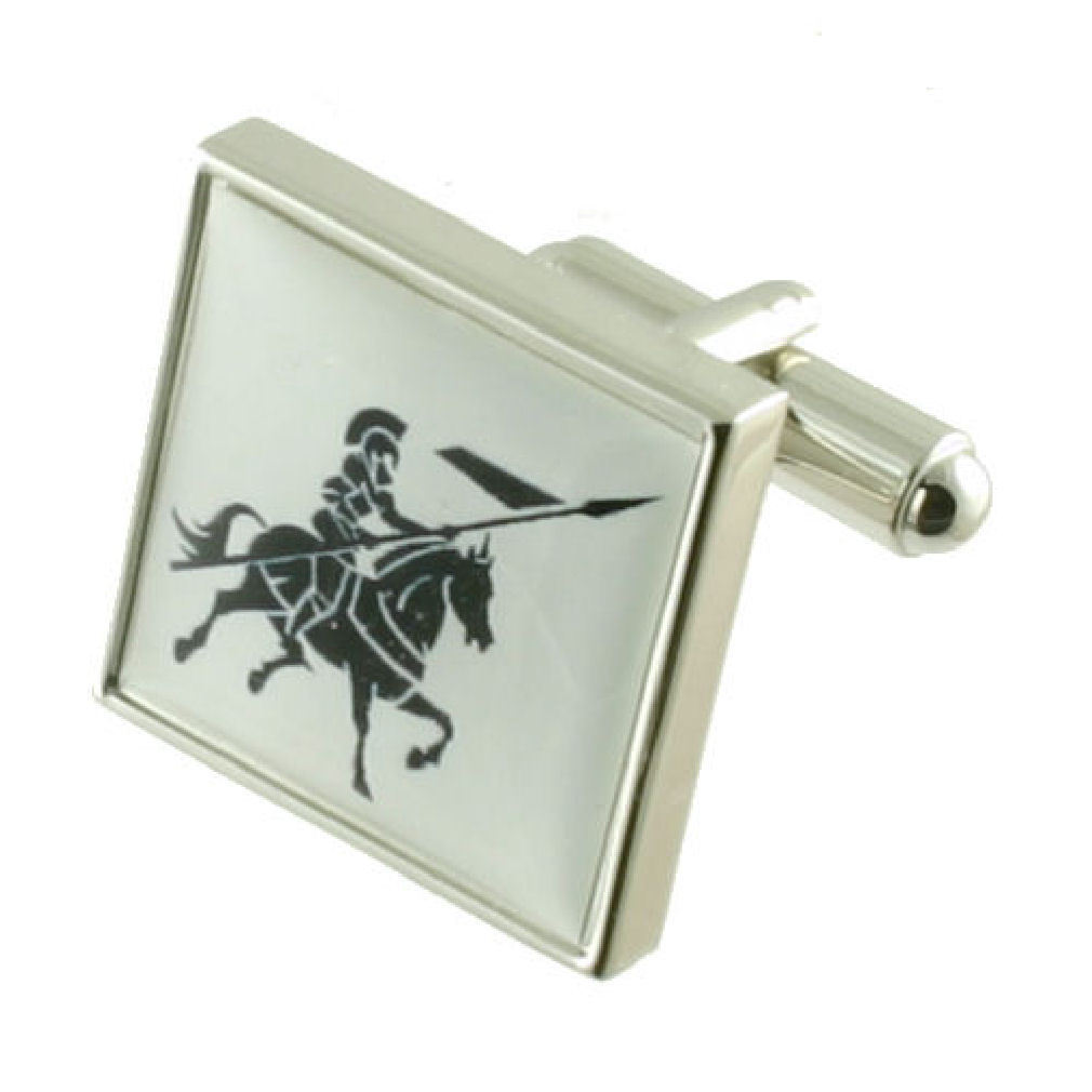 Black Knight Solid Sterling Silver 925 Cufflinks With Engraved Message Box