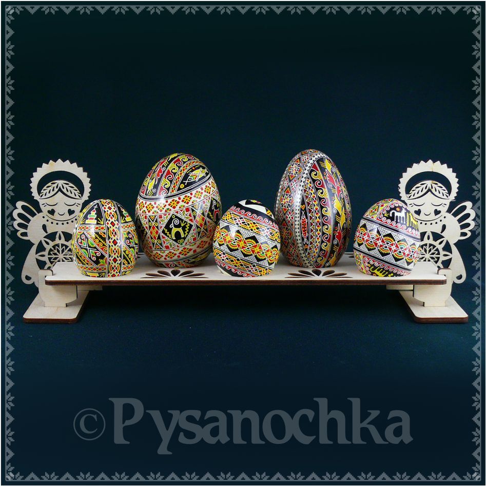 Real plywood pysanka stand for 5 Chicken or Goose Easter Egg. Pysanky (Angels)