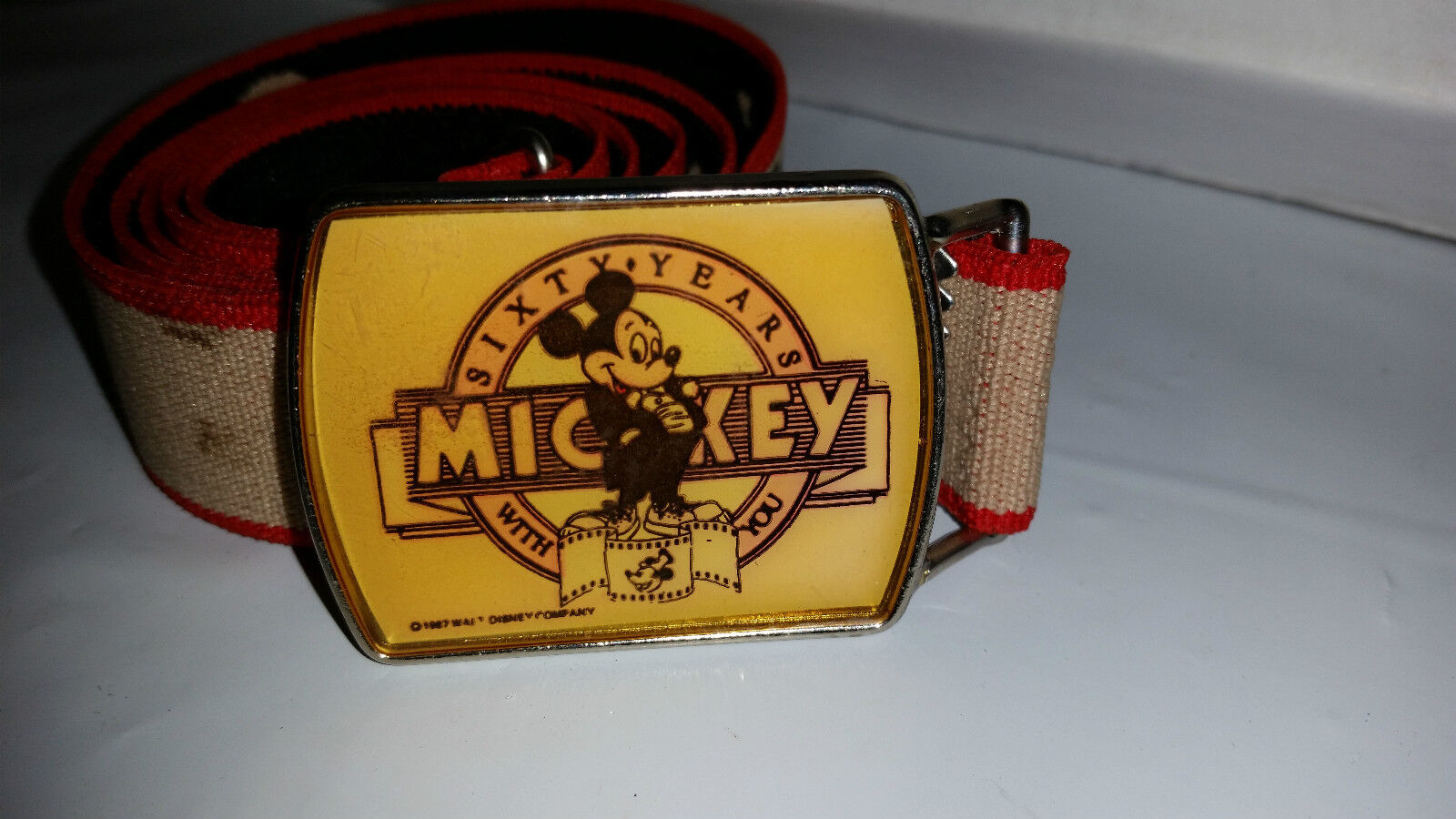 Mickey Mouse Vintage Adjustable Lee Belt 60 Years w/you  Buckle Walt Disney 