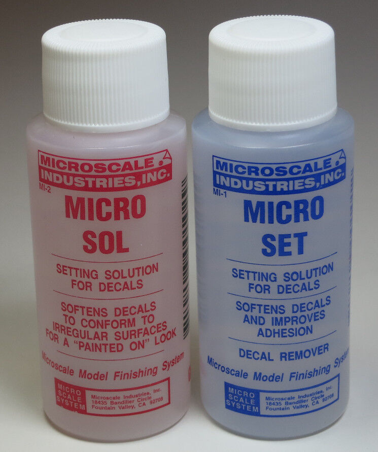 Micro Scale Micro Sol 102 + Micro Set 101 Package  Decal Setting Solution