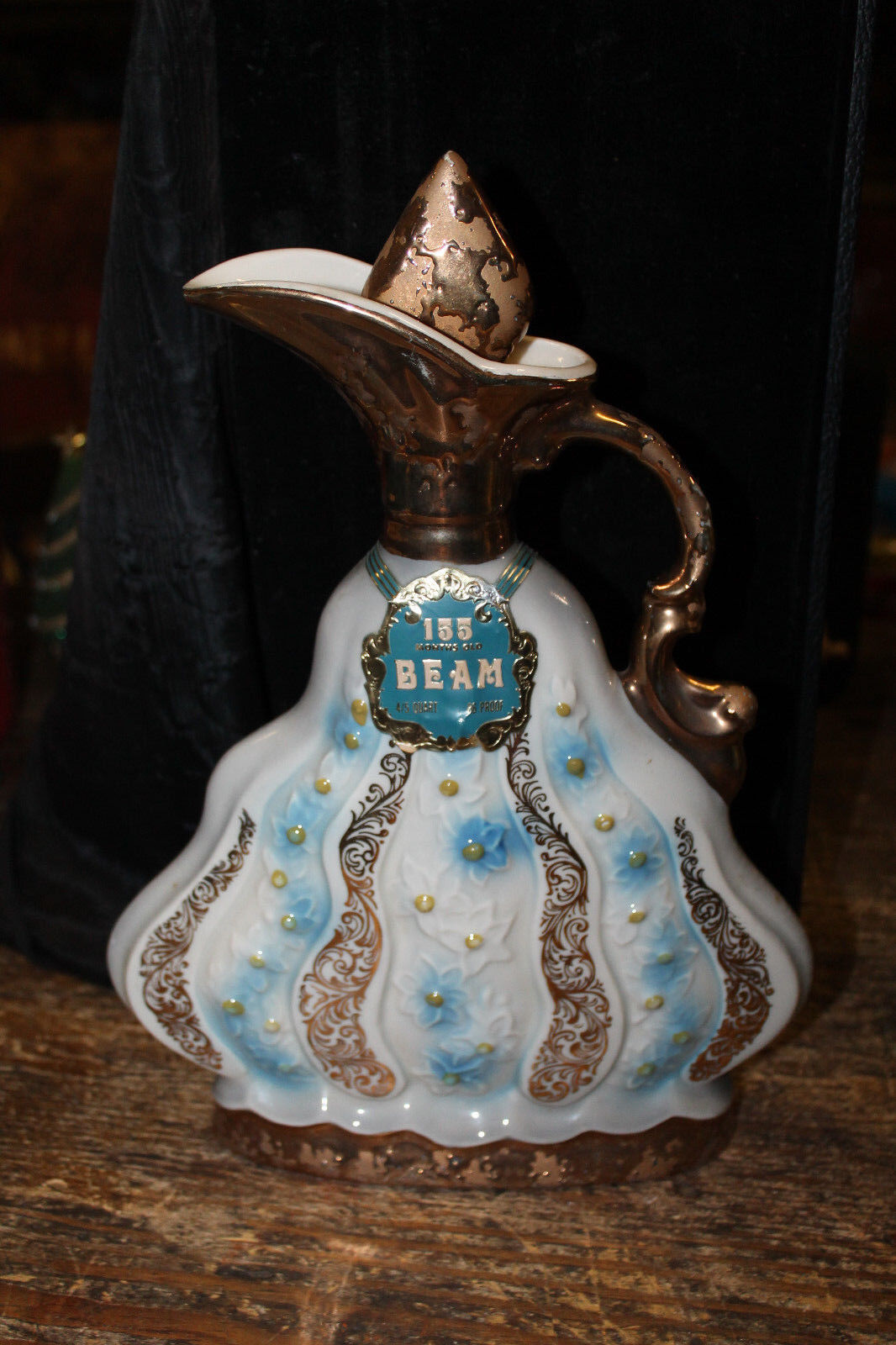 JIM BEAM\'S 155 MONTHS BLUE & GOLD WHISKEY DECANTER 
