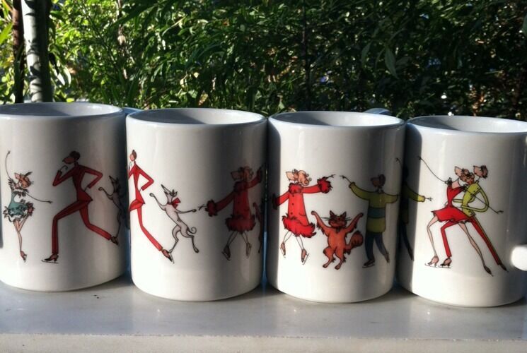 Marquis Waterford Giddies Set Of 4 Coffee Cups. Quirky Fun 2004