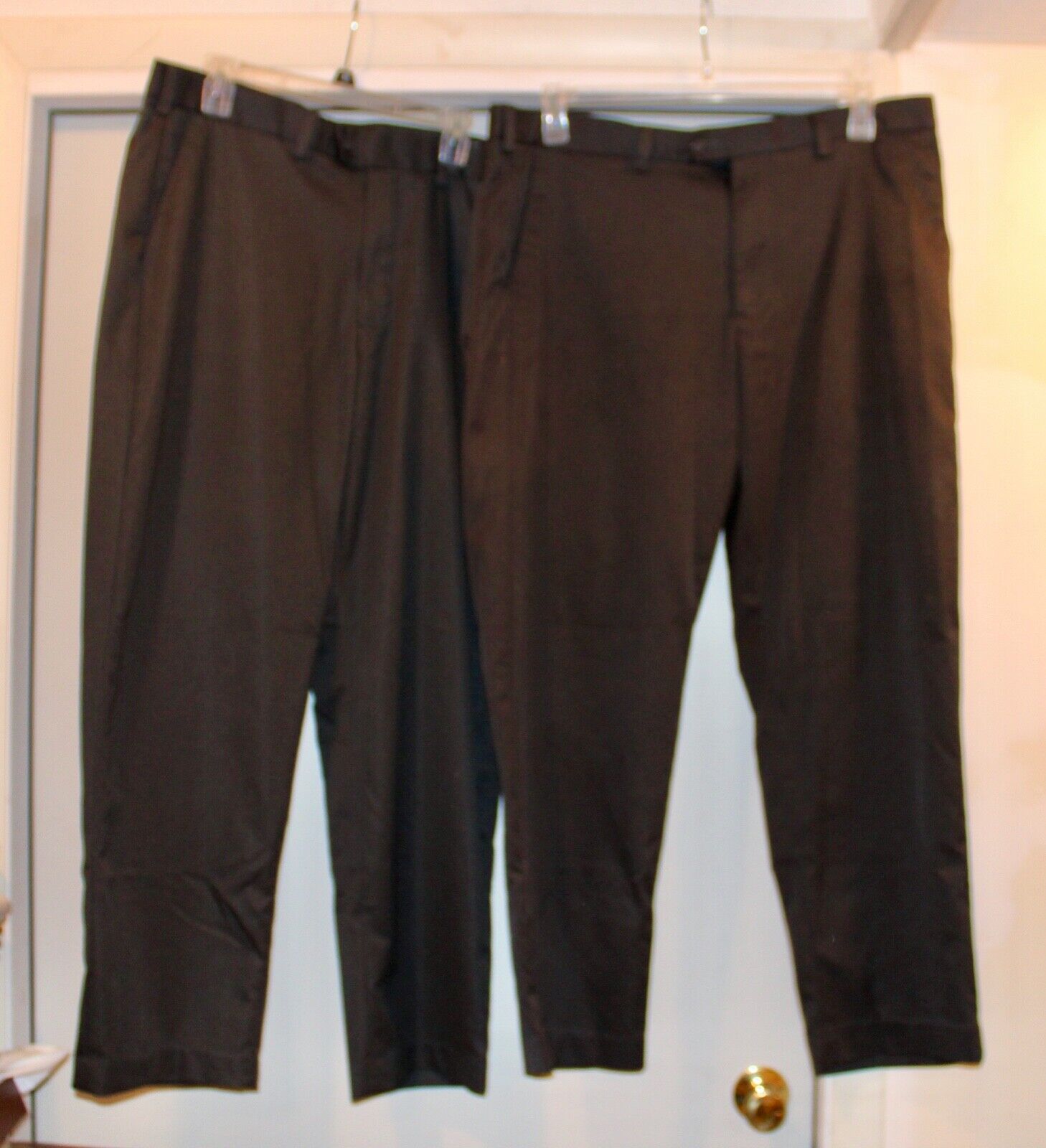 LOT OF 2 PREOWNED MENS BLACK DRESS PANTS GEORGE 38 X 32 POLYESTER
