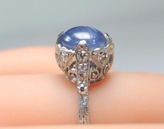 Antique Art Deco Vintage Sapphire Engagement Ring Platinum Ring Size 5.5 UK-K1/2