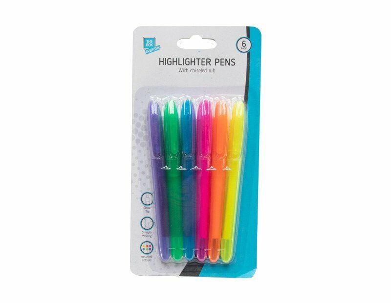 High-Quality and Vibrant Highlighters pens with fluorescent Colours- 6 pack set