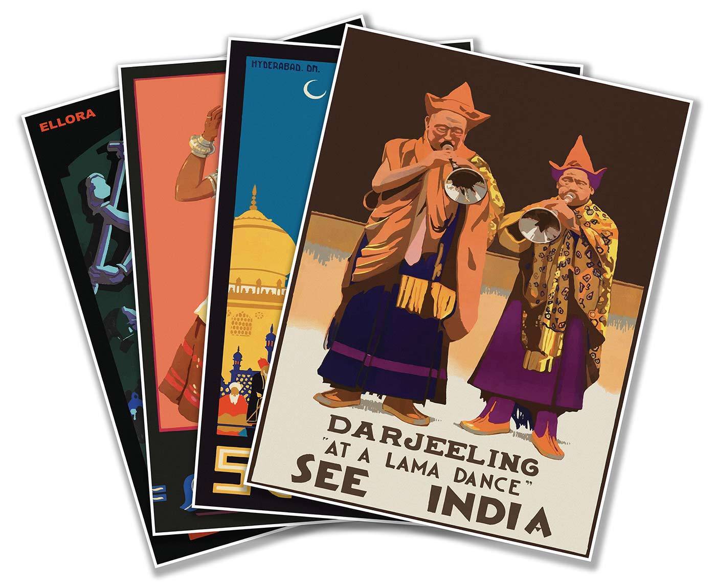 SET OF FOUR - SEE INDIA 1930\'s Vintage Reprint Travel Print Posters 18X24