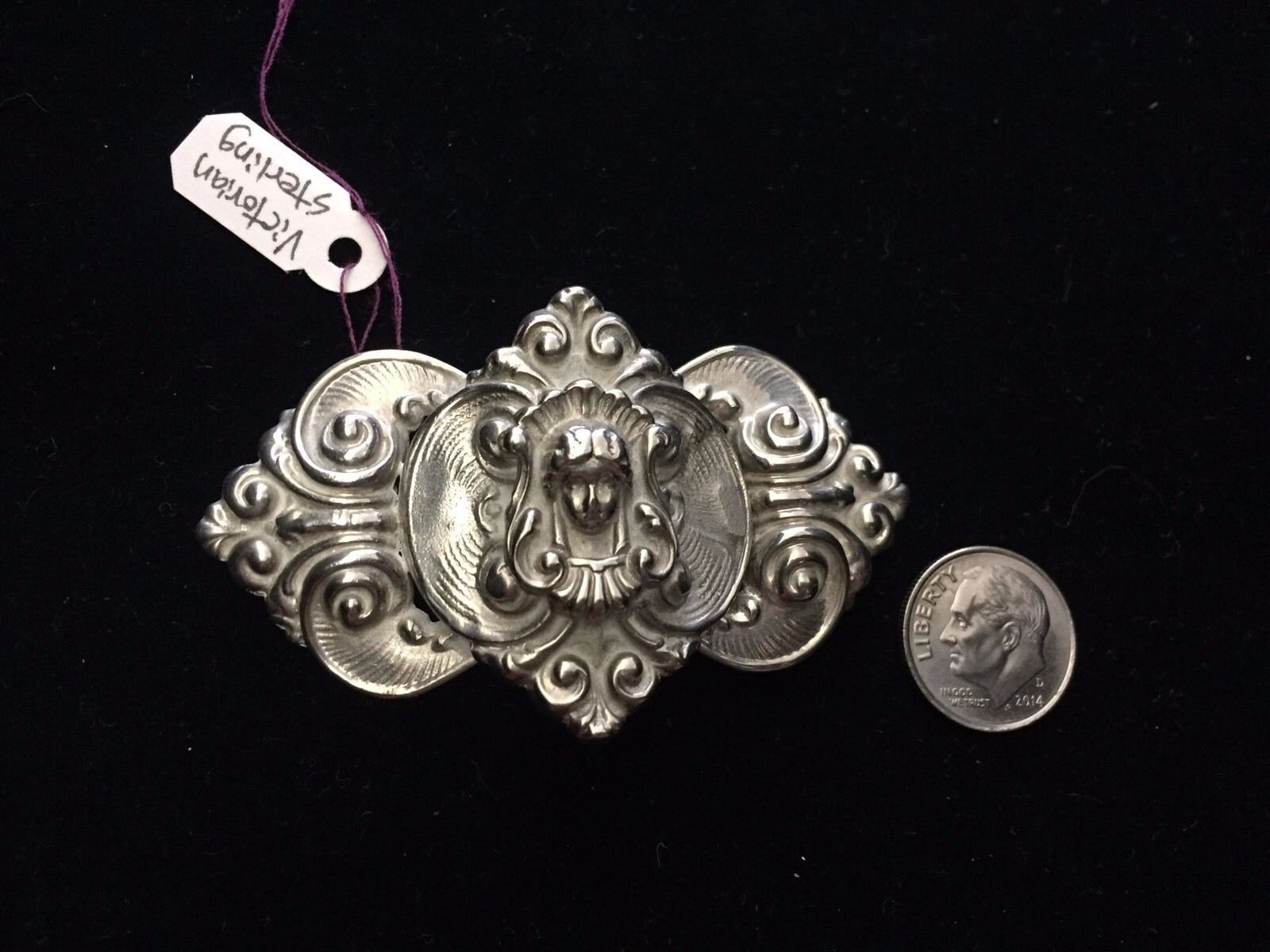 Victorian Antique Sterling Silver Goddess Belt Buckle