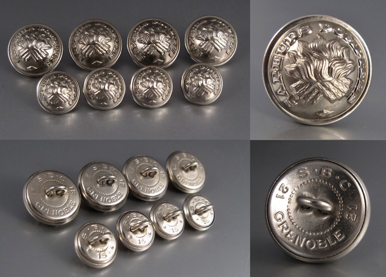 Old French Firemen Buttons, “Sapeurs Pompiers”, Signed \