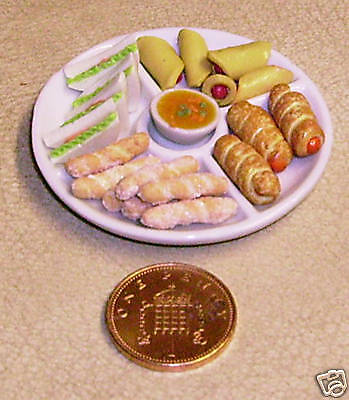 1:12 Party Plate Full Of Savories Dolls House Miniature Kitchen Food Accessory