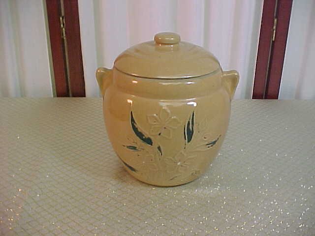 Vintage Pottered Flower Design Cookie Jar