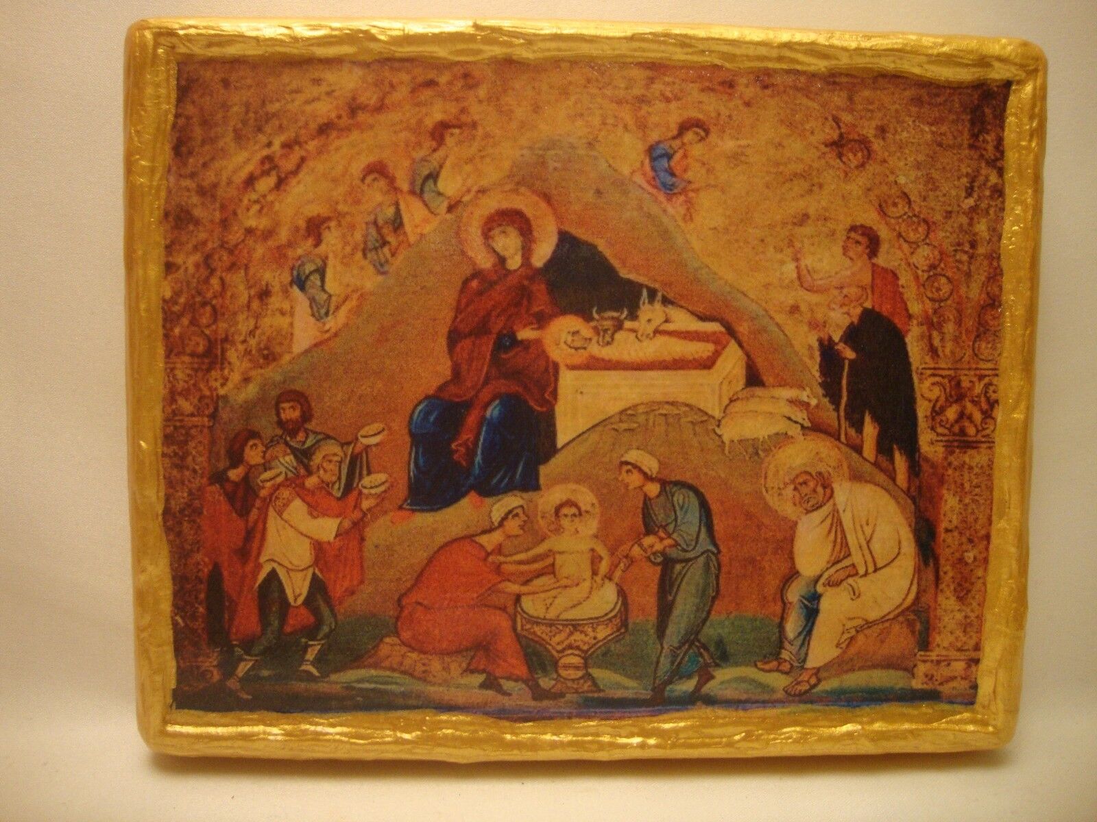 Jesus Christ Nativity Christmas Mt Sinai Religious Gold Icon Art Plaque