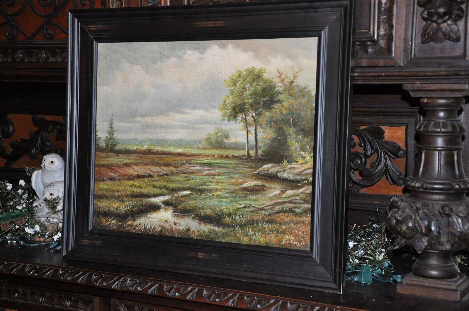 spectacular Vintage Landscape painting well known artist