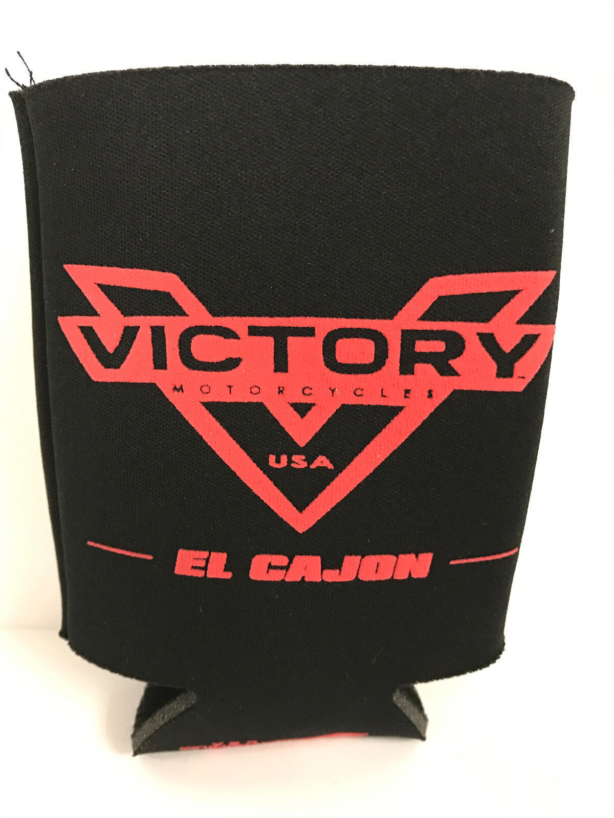 VICTORY MOTORCYCLES OF EL CAJON RED V LOGO KOOZIE BEVERAGE BEER SODA COOZIE USA