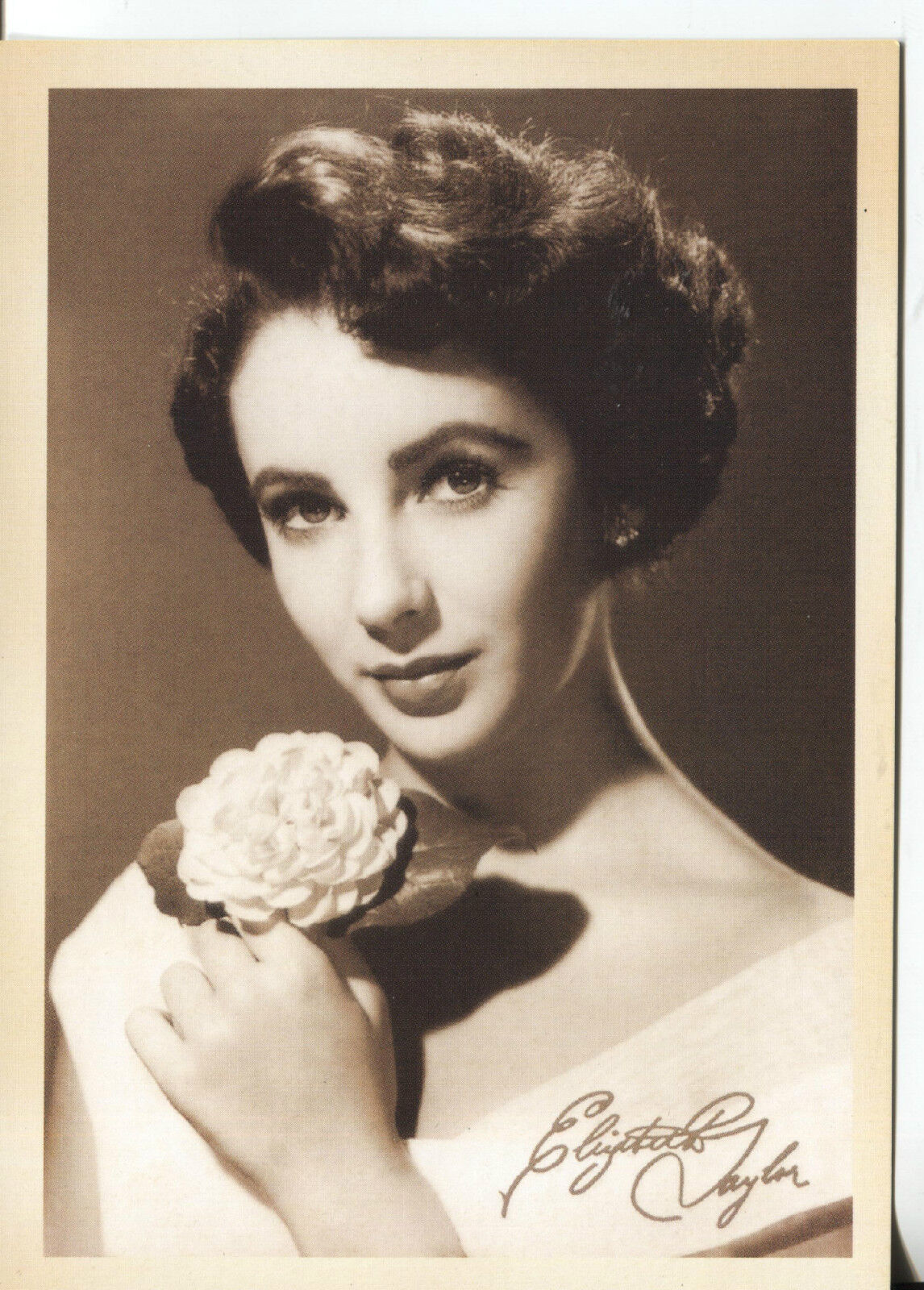 PICTURE POST CARD OF ELIZABETH TAYLOR LOOKS LIKE IT IS FROM THE 40\'s or 50\'S