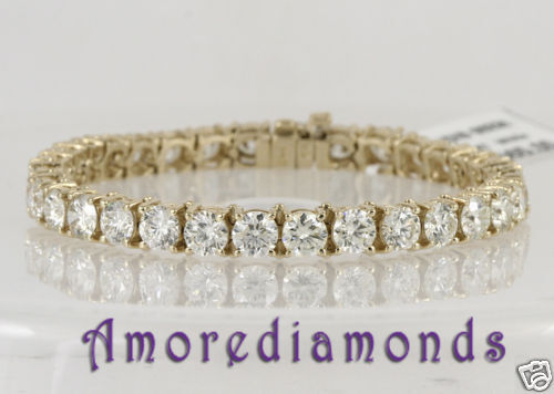 6.1 ct D SI1 natural round idealdiamond 4 prong tennis bracelet 14k yellow gold