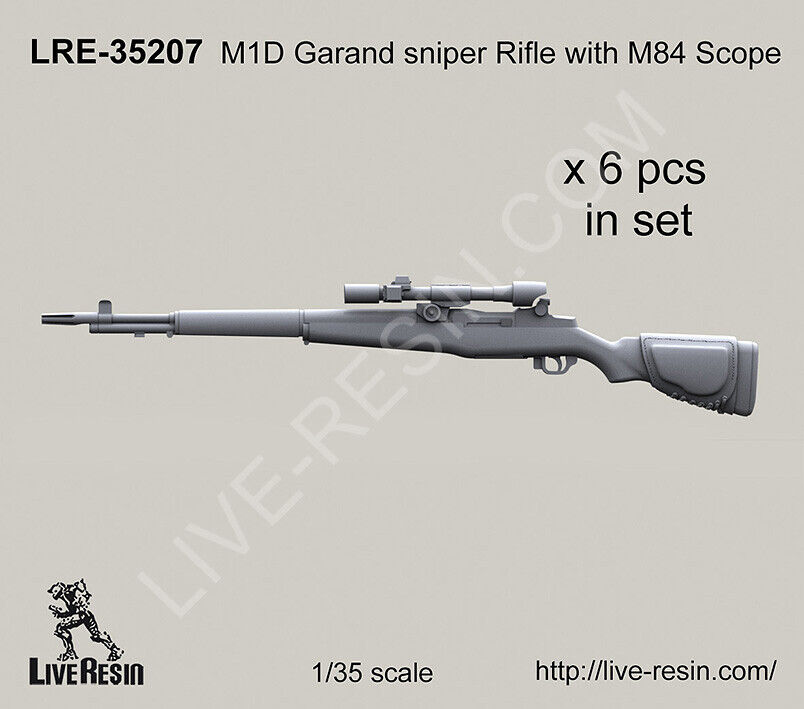 Live Resin 1/35 M1D Garand Sniper Rifle with M84 Scope (6 sets)