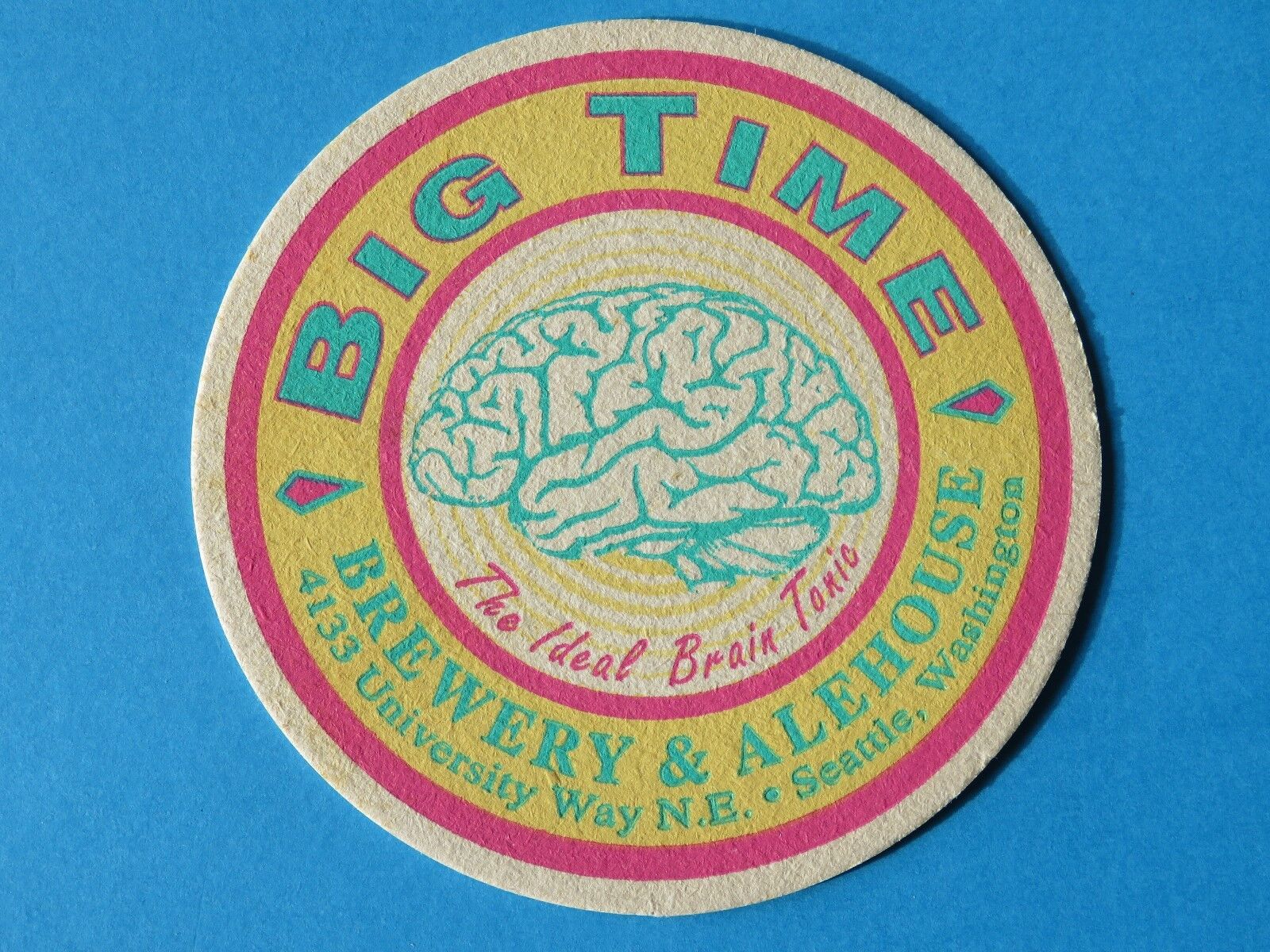 Beer Brewery Coaster ~*~ BIG TIME Brewing Ideal Brain Tonic; Seattle, WASHINGTON