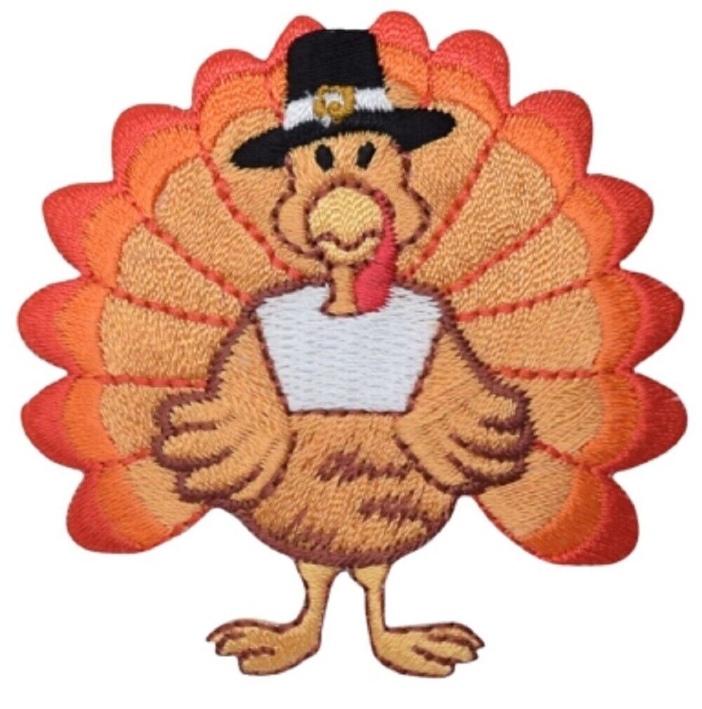 Thanksgiving Turkey Applique Patch - Fall, Autumn, Pilgrim Badge 2.5\