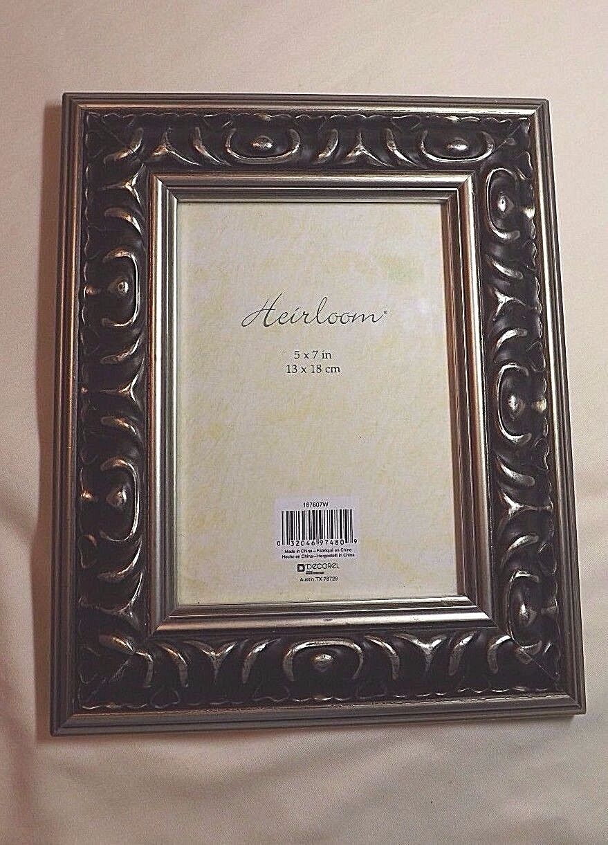 GOLD & BLACK TONED PICTURE FRAME WITH GLASS - WALL HANG OR SHELF FOR 5 BY 7 IN