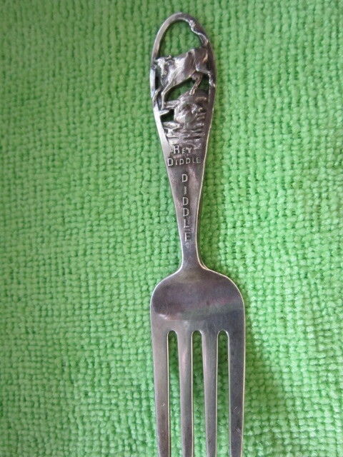 Vintage Watson Sterling Silver 925 Hey Diddle Diddle Baby Fork RARE CUTE 16.3 g