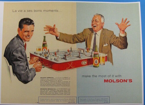 Rare Molson Export Ad Displaying Eagle Toys 1956 Stanley Cup Table Hockey Game
