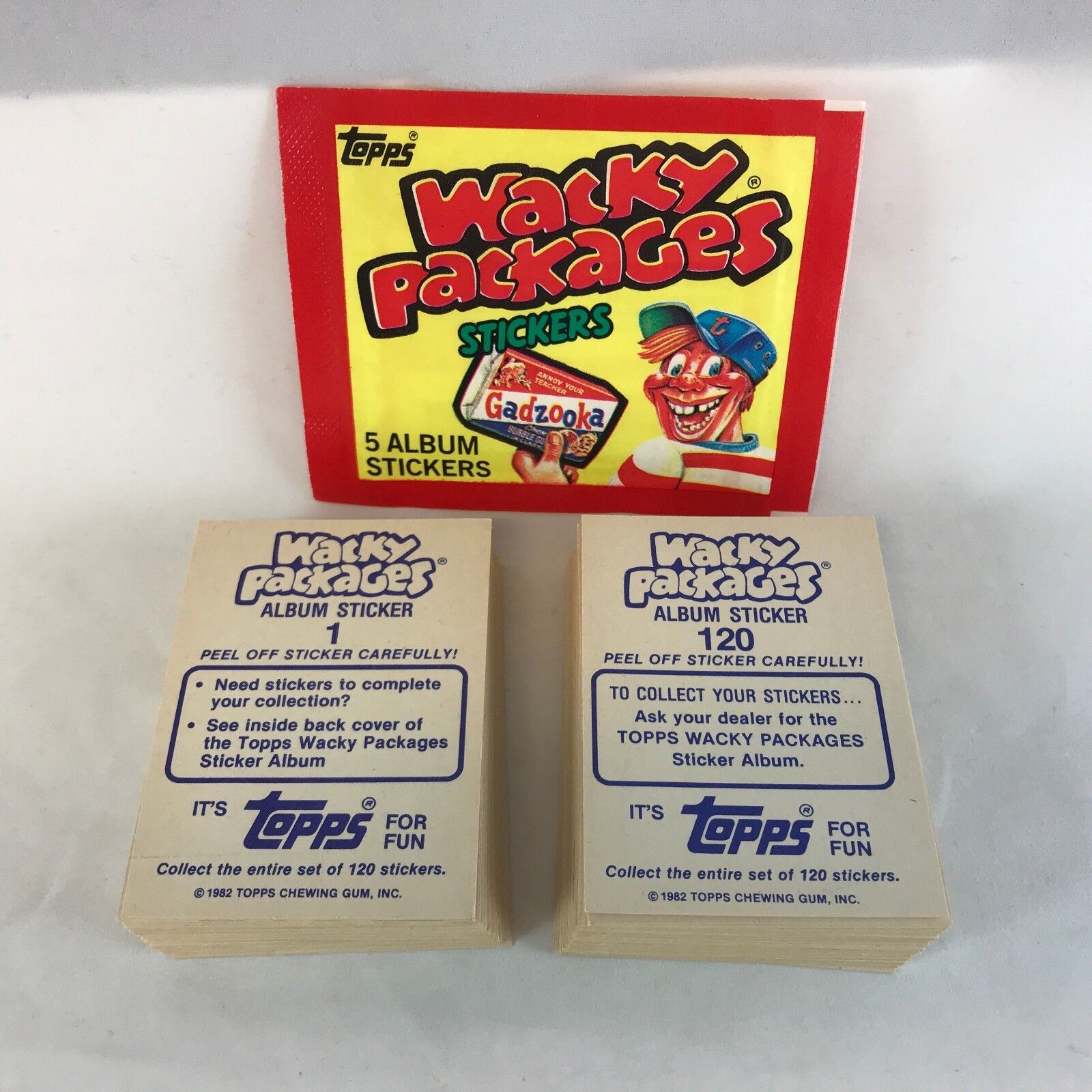 WACKY PACKAGES ALBUM STICKERS Topps 1982 COMPLETE STICKER SET OF 120 w/ WRAPPER