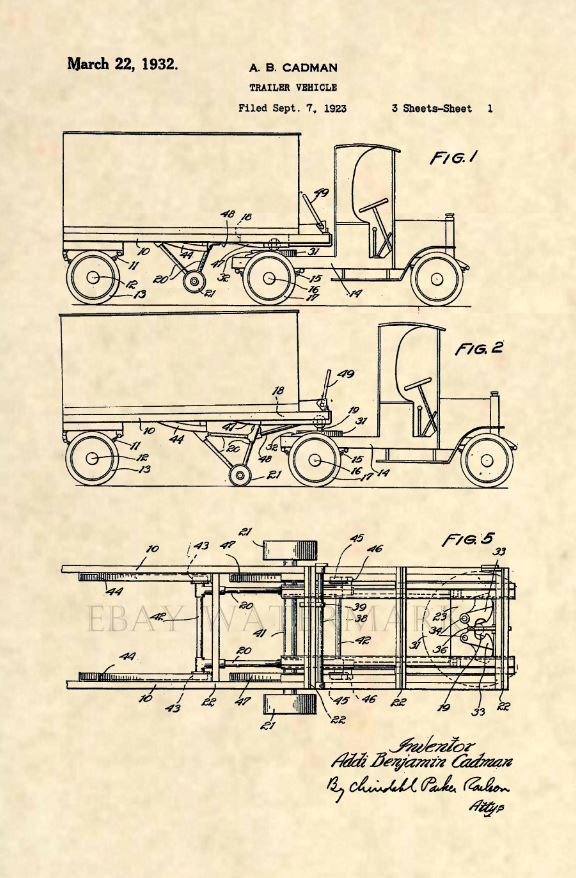 Official Fruehauf Truck US Patent Art Print- Dumptruck Construction Antique 268