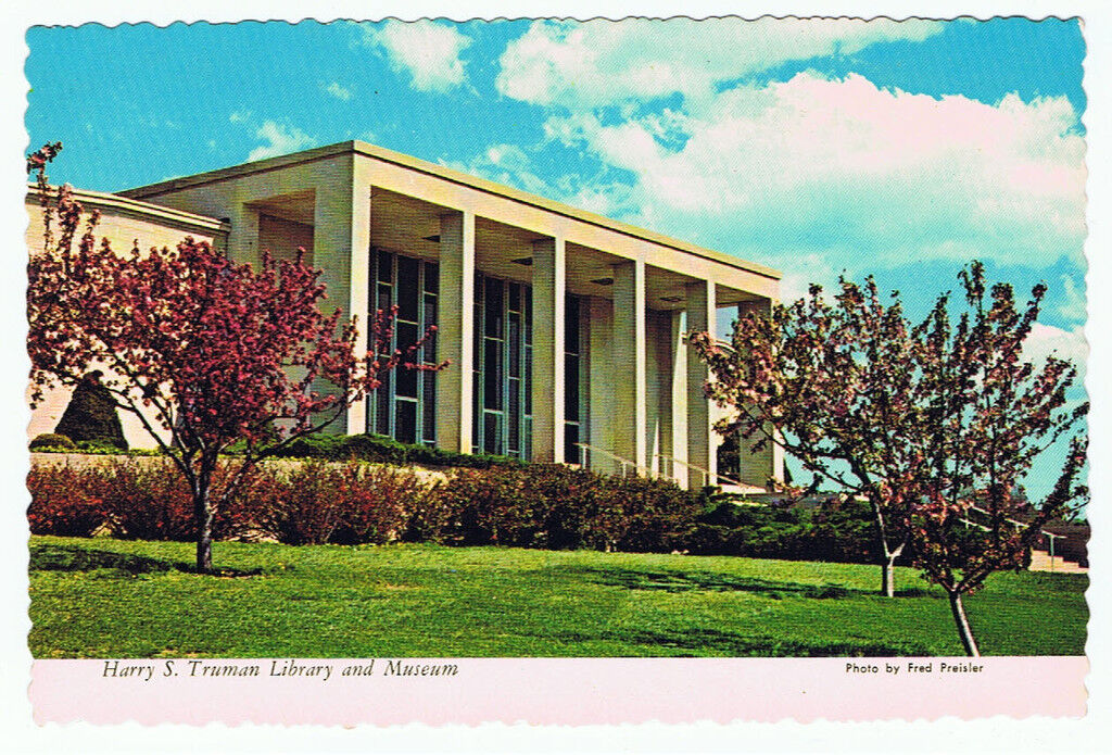 Vintage Old Deckle Edge Postcard President Harry S. Truman Library & Museum Tree