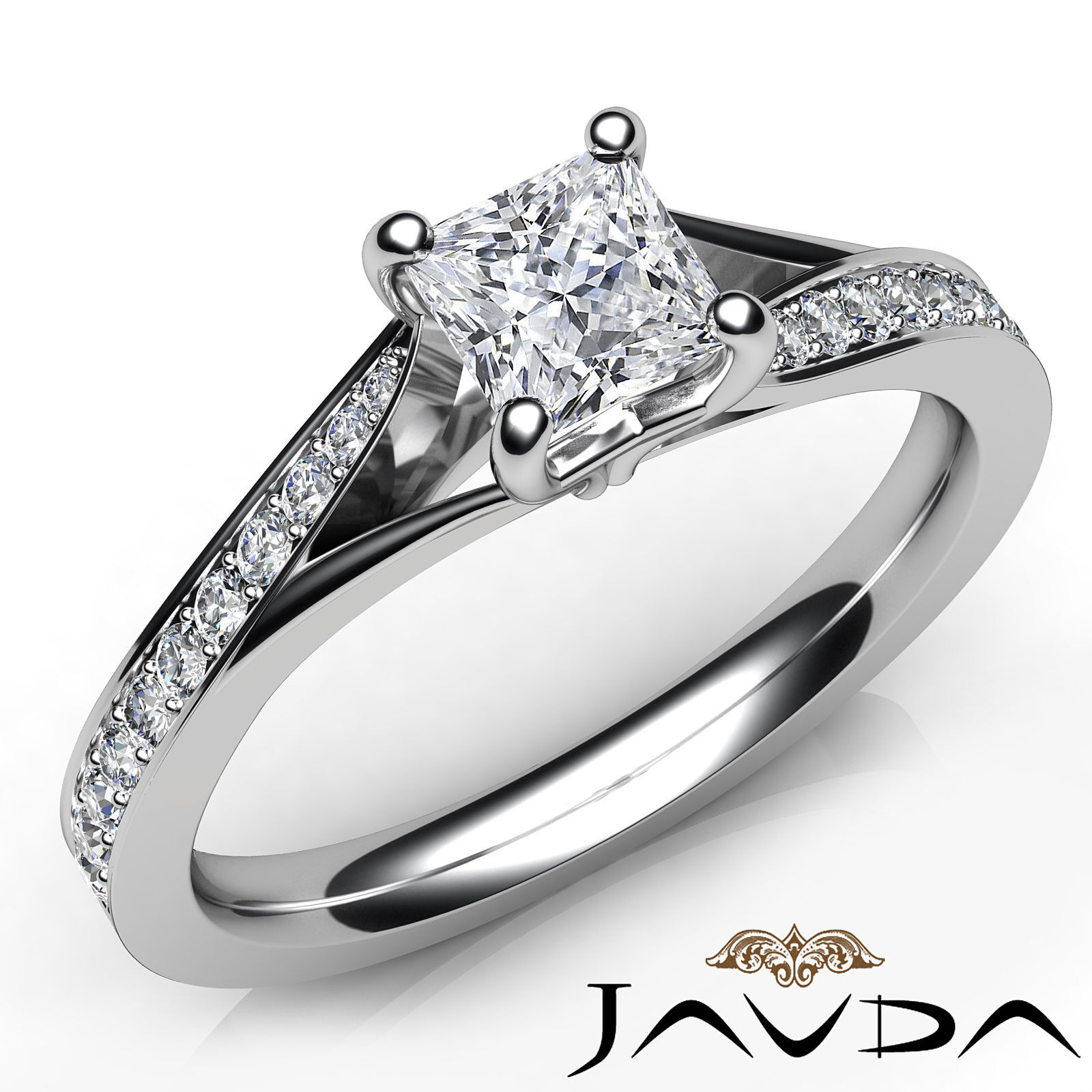 Lustful Princess Diamond Pre-Set Engagement Ring GIA F VS1 18k White Gold 0.85Ct