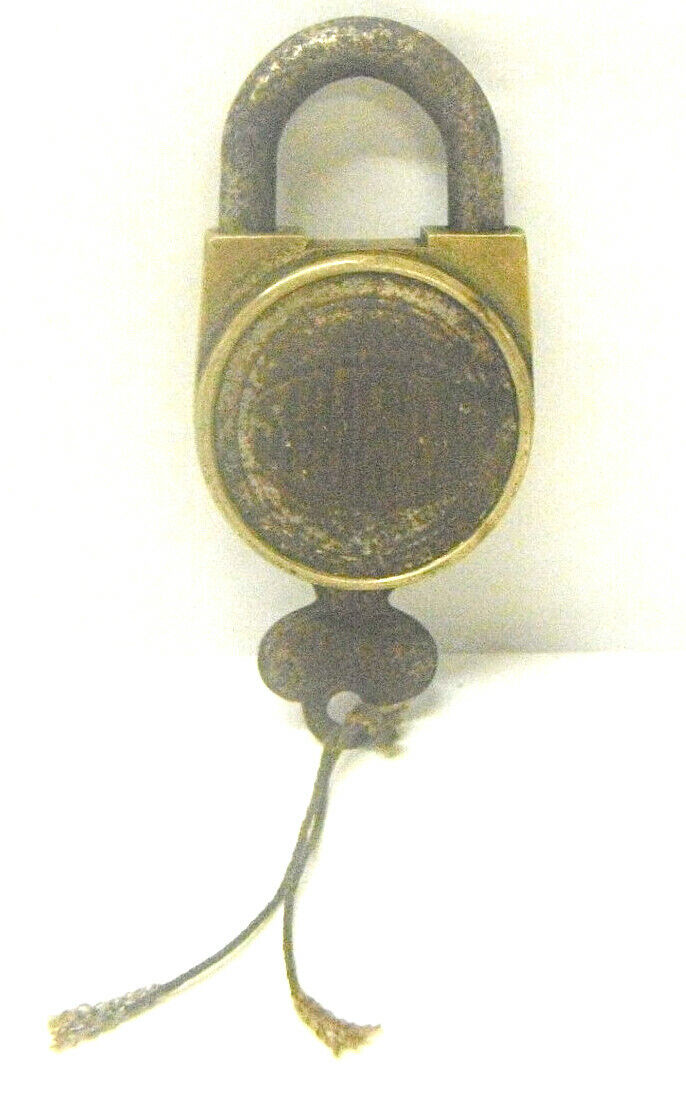 Vintage Brass Color Shurloc Padlock with Original Rusty Key Works Well 