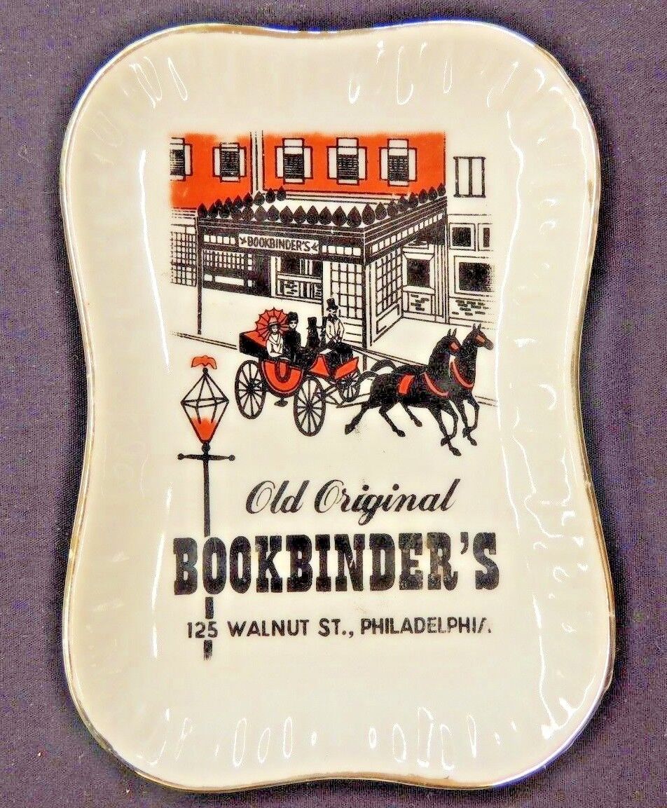  Vintage Souvenir Ashtray Dish Old Original Bookbinders Walnut St Philadelphia