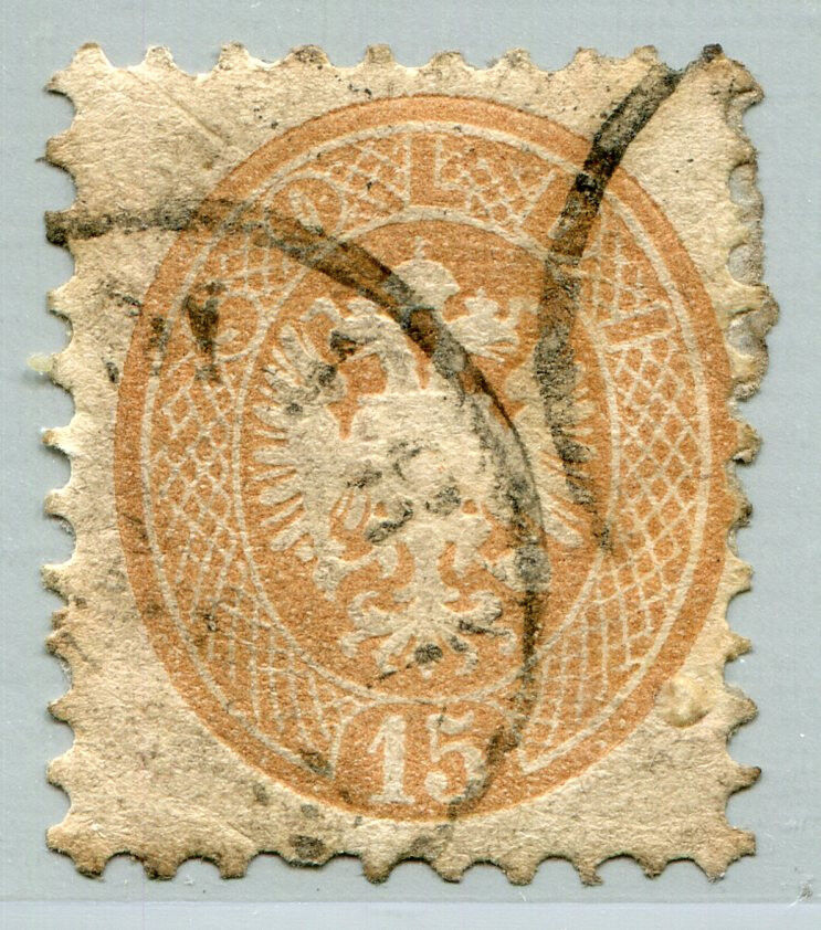 AUSTRIA LOMBARDY-VENETIA #24 Fine Used Issue - PAPER REMNANT ON BACK - S7787