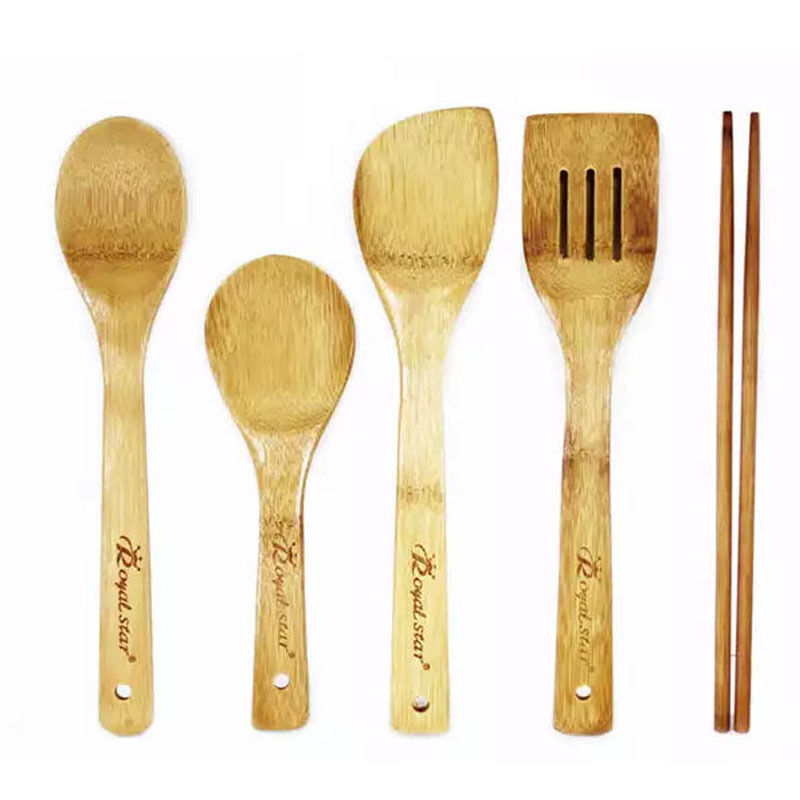 New Bamboo Wooden Kitchen Cooking Utensils  5 Piece chopsticks ,Spoon, Spatula