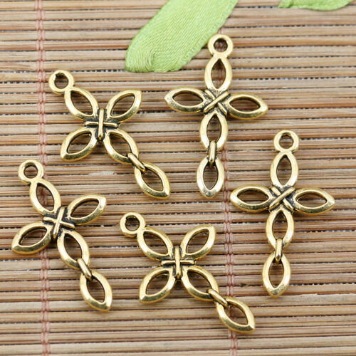 20pc dark gold color 2sided cross shaped charms  EF2066