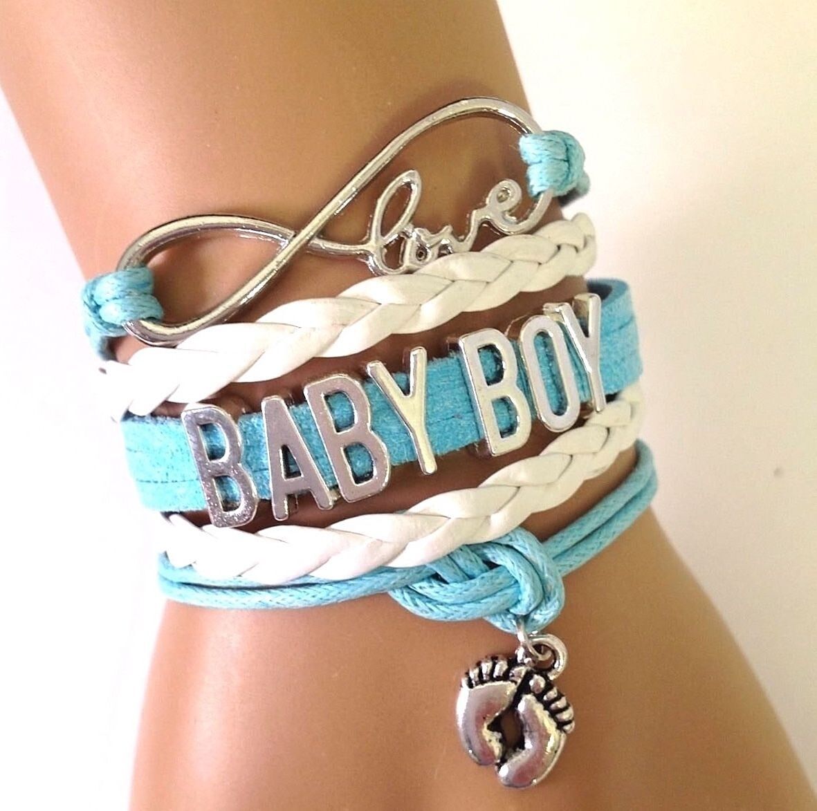 Blue Baby Boy Bracelet Jewelry Baby Shower Announcement Newborn Mom US SELLER