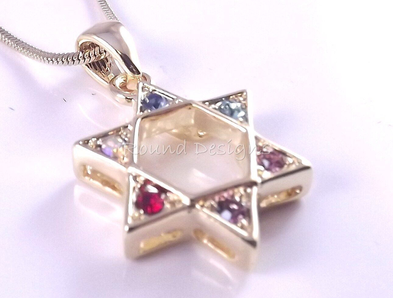 Star Of David Magen Judaica Necklace Pendant Kabbalah Gold Crystal Stones Jewish